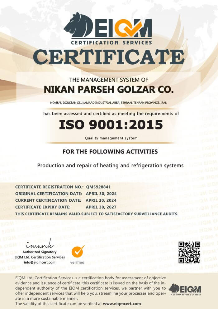 Nikan Parseh Golzar Co -ISO9001